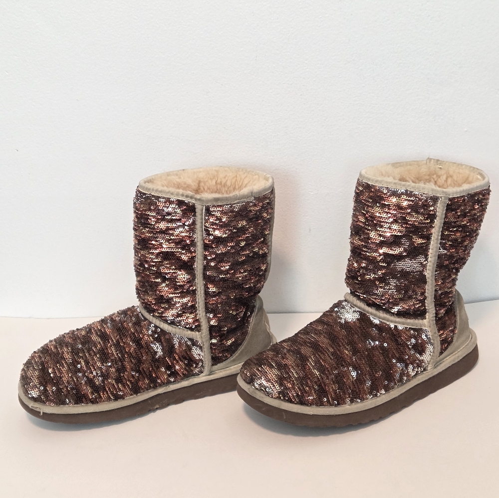 UGG Gold Sequin Classic Short Boots - Picture 9 of 16